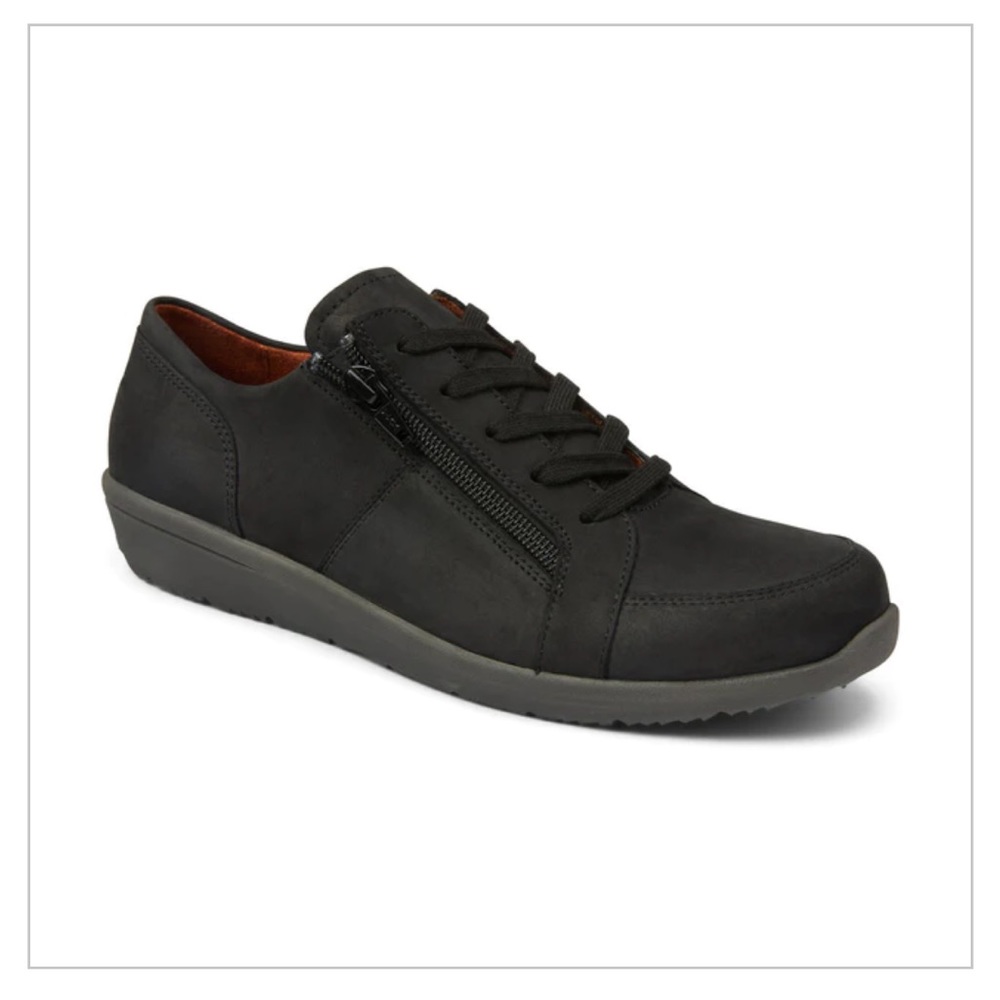 Vionic Shoes - Abigail Lace-up Zip Sneakers - 10 Wide, 10W - Black - Nub…